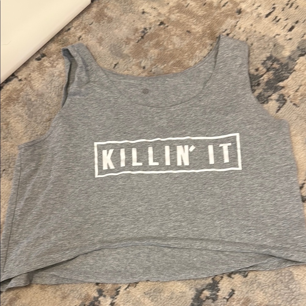 Gray Sleeveless Top with 'KILLIN' IT' Print